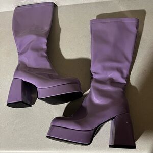 Knee High Purple Women's Platform Boots